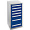 Schäfer Shop Select Schubladenschrank SF 70, 7 Schübe, weißaluminium RAL 9006 enzianblau RAL 5010