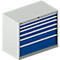 Schäfer Shop Select Schubladenschrank WSK 54-36, Stahl, 6 Schübe, bis 200 kg, B 1023 x T 725 x H 1000 mm, lichtgrau/enzianblau