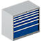 Schäfer Shop Select Schubladenschrank WSK 54-36, Stahl, 6 Schübe, bis 200 kg, B 1023 x T 725 x H 850 mm, weissaluminium/enzianblau