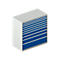 Schäfer Shop Select Schubladenschrank WSK 78–36 E, Stahl, 10 Schübe, 200 kg Traglast, B 1431 mm x T 725 mm x H 1450 mm, lichtgrau/enzianblau