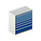 Schäfer Shop Select Schubladenschrank WSK 78–36 E, Stahl, 10 Schübe, 75 kg Traglast, B 1431 mm x T 725 mm x H 1450 mm, lichtgrau/enzianblau