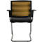 Chaise de bureau cantilever noire avec dossier en maille jaune. Accoudoirs, siège et cadre sont également noirs.