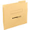 Beige file folder with cutout and lettering, logo 'SCHÄFER SHOP'.