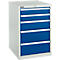 Schäfer Shop Select SSI SCHÄFER ladekast 27-36, 5 schuifladen, tot 75 kg, B 564 x D 725 x H 850 mm, gentiaanblauw/lichtgrijs
