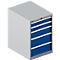 Schäfer Shop Select SSI SCHÄFER Schubladenschrank 27-36, 5 Schübe, bis 200 kg, B 564 x T 725 x H 850 mm, enzianblau/weißaluminium