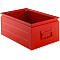 Red metal box with handles and embossed lettering SCHÄFERCHOP.