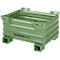 Hellgrüne, stapelbare Metallkiste mit geriffelten Seiten und Tragevorrichtungen. Der Schriftzug 'SCHÄFERSHOP' ist zu sehen.