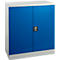 Schäfer Shop Select stalen kast, 2 OH, 2 in hoogte verstelbare legborden, draaicilinderslot, B 916 x D 422 x H 1000 mm, lichtgrijs RAL 7035/enziaans blauw RAL 5010