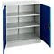 Schäfer Shop Select stalen kast, 2 OH, 2 in hoogte verstelbare legborden, draaicilinderslot, B 916 x D 422 x H 1000 mm, lichtgrijs RAL 7035/enziaans blauw RAL 5010