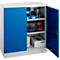Schäfer Shop Select stalen kast, 2 OH, 2 in hoogte verstelbare legborden, draaicilinderslot, B 916 x D 422 x H 1000 mm, lichtgrijs RAL 7035/enziaans blauw RAL 5010