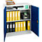 Schäfer Shop Select stalen kast, 2 OH, 2 in hoogte verstelbare legborden, draaicilinderslot, B 916 x D 422 x H 1000 mm, lichtgrijs RAL 7035/enziaans blauw RAL 5010