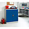 Schäfer Shop Select stalen kast, 2 OH, 2 in hoogte verstelbare legborden, draaicilinderslot, B 916 x D 422 x H 1000 mm, lichtgrijs RAL 7035/enziaans blauw RAL 5010