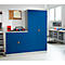 Schäfer Shop Select stalen kast, 2 OH, 2 in hoogte verstelbare legborden, draaicilinderslot, B 916 x D 422 x H 1000 mm, lichtgrijs RAL 7035/enziaans blauw RAL 5010