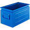Schäfer Shop Select stapelbak, inhoud 13,4 l, 80 kg, inklapbare handgrepen, L 379 x B 207 x H 200 mm, plaatstaal, blauw RAL 5015