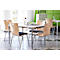 Schäfer Shop Select Stapelstuhl Natur, stapelbar bis 10 Stück, desinfektionsmittelbeständig, mit Stoffpolster, B 430 x T 410 x H 450 mm, Holz & Stahl