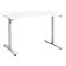 A white height-adjustable desk against a white background.