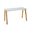 Schäfer Shop Select Start Off Wood bureau, rechthoekig, A-poot, B 1300 x D 650 x H 735 mm, lichtgrijs/houtlook