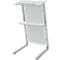 Moderner Stehpult, weiss mit Ablage und Metallbeinen.