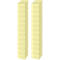 Two yellow, cuboid sticky note pads next to each other, ready for writing.