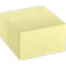 A cuboid-shaped, yellow sticky note pad against a white background.