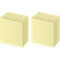 Two stacks of yellow sticky notes side by side. The sheets are neatly aligned.