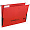 Red hanging file with black border and transparent label. With the imprint SCHÄFER SHOP.