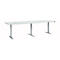 Schäfer Shop Select Table de conférence ERGO-T 2.0 Big, jusqu'à 8 personnes, réglable en hauteur électriquement, tonneau, pied en T, L 2800 mm, gris clair/aluminium blanc 