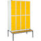 Schäfer Shop Select Taquilla, 4x2 compartimentos, con banco, 300 mm, cerradura de cilindro, puerta amarillo colza