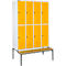 Schäfer Shop Select Taquilla, 4x2 compartimentos, con banco, 300 mm, cierre de pasador giratorio, puerta amarillo colza