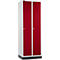 Schäfer Shop Select Taquilla, con 2 compartimentos, con zócalo, cerradura de cilindro, gris luminoso/rojo