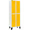 Schäfer Shop Select Taquilla, con 2 x 2 compartimentos, 300 mm, con patas, cerradura de cilindro, puerta amarillo colza