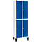 Schäfer Shop Select Taquilla, con 2 x 2 compartimentos, 300 mm, con patas, cerradura de cilindro, puerta azul genciana