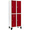 Schäfer Shop Select Taquilla con 2 x 2 compartimentos, 400 mm, con patas, cerradura de cilindro, puerta rojo rubí