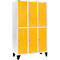 Schäfer Shop Select Taquilla, con 3 x 2 compartimentos, 400 mm, con patas, cierre de pasador giratorio, puerta amarillo colza