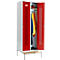 Schäfer Shop Select Taquilla, con banco, 2 compartimentos, 300 mm, cierre de pasador giratorio, puerta rojo rubí