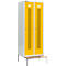 Schäfer Shop Select Taquilla, con banco, 2 compartimentos, 400 mm, cerradura de cilindro, puerta amarillo