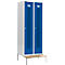 Schäfer Shop Select Taquilla, con banco, 2 compartimentos, 400 mm, cerradura de cilindro, puerta azul genciana