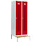 Schäfer Shop Select Taquilla, con banco, 2 compartimentos, 400 mm, cerradura de cilindro, puerta rojo rubí