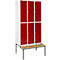 Schäfer Shop Select Taquilla, con banco, 3x2 compartimentos, 300 mm, cierre de pasador giratorio, puerta rojo rubí