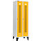 Schäfer Shop Select Taquilla, con franjas perforadas, 2 compartimentos, 300 mm, con patas, cierre de pasador giratorio, puerta amarillo colza