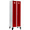 Schäfer Shop Select Taquilla, con franjas perforadas, 2 compartimentos, 300 mm, con patas, cierre de pasador giratorio, puerta rojo rubí