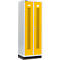 Schäfer Shop Select Taquilla, con franjas perforadas, 2 compartimentos, 300 mm, con zócalo, cerradura de cilindro, puerta amarillo colza
