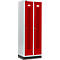 Schäfer Shop Select Taquilla, con franjas perforadas, 2 compartimentos, 300 mm, con zócalo, cierre de pasador giratorio, puerta rojo rubí