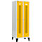 Schäfer Shop Select Taquilla, con franjas perforadas, 2 compartimentos, 400 mm, con patas, cerradura de cilindro, puerta amarillo colza