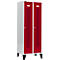 Schäfer Shop Select Taquilla, con franjas perforadas, 2 compartimentos, 400 mm, con patas, cerradura de cilindro, puerta rojo rubí