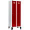 Schäfer Shop Select Taquilla, con franjas perforadas, 2 compartimentos, 400 mm, con patas, cierre de pasador giratorio, puerta rojo rubí