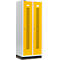 Schäfer Shop Select Taquilla, con franjas perforadas, 2 compartimentos, 400 mm, con zócalo, cerradura de cilindro, puerta amarillo colza