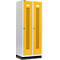 Schäfer Shop Select Taquilla, con franjas perforadas, 2 compartimentos, 400 mm, con zócalo, cierre de pasador giratorio, puerta amarillo colza