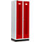 Schäfer Shop Select Taquilla, con franjas perforadas, 2 compartimentos, 400 mm, con zócalo, cierre de pasador giratorio, puerta rojo rubí