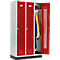 Schäfer Shop Select Taquilla, con franjas perforadas, 3 compartimentos, 300 mm, con zócalo, cerradura de cilindro, puerta rojo rubí